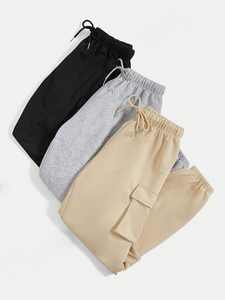 Men's Casual Customizable Pocket Sweatpants with Solid Drawstring Waist Fully Men's Pants & Trousers - Product Image 6