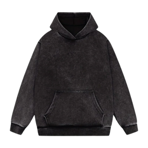 New Deal <b>Trendy</b> Vintage Custom French Terry <b>Hoodie</b> Heavyweight Acid Washed Grey Embroidery Wash <b>Hoodie</b> for Men - Product Image 2