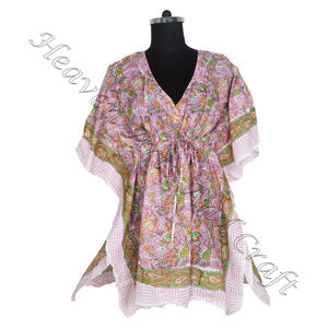 New Arrival 2024 Indian Hand Block Print Kaftan Robe KFCS042 <b>Summer</b> Dress <b>Kimono</b> Vacations Loose Fit Dress Women's Clothing - Product Image 1