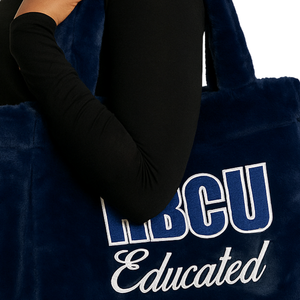Borsa con Tote in pelliccia blu Navy HBCU ricamata in ciniglia con ricamo greco confraternita Divine nove regalo con Logo personalizzato borsa alla moda - Product Image 4