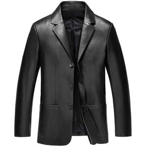 Blazer en cuir élégant, toucher doux, structure confortable, choix de marquage personnalisé pour les tenues professionnelles et le quotidien des hommes - Product Image 1