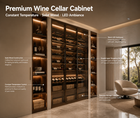 Armoire de salon moderne de luxe KEJIA avec porte en verre et éclairage LED, armoire à vin modulaire en bois sur mesure pour projet de villa