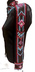 Rétro personnalisé Western Pleasure chemise de spectacle noire pour les femmes personnalisé rodéo reine équitation porter rétro Rail chemise - Product Image 4