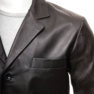 เสื้อโค้ทหนังผู้ชายทรงเข้ารูปจากโรงงานโดยตรง / เสื้อแจ็คเก็ตหนังผู้ชายสั่งตัดได้ ปิดด้วยซิป กันน้ำ กันลม สไตล์ไฮสตรีท - Product Image 4