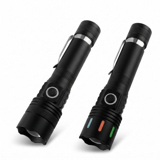 IP65 Waterproof Zoomable LED Tactical Flashlight 4000mAh Type-C Rechargeable Aluminum Alloy Magnetic Base Clip 3 Modes Emergency