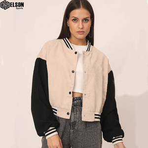 Dernier design de vestes courtes Bomber à la mode Bomber Veste bombardier de baseball universitaire avec broderie sur serviette personnalisée pour femmes - Product Image 5