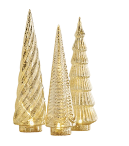 Escultura decorativa de árbol de Navidad chapada en oro más vendida, decoración de Festival para el hogar y regalos, iluminación Led, figurita de Metal - Product Image 3