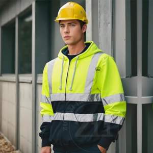 ชุดทำงานมีฮู้ดสีดำด้านล่างปรับแต่งโลโก้ได้มีซิปมีฮู้ดโอเวอร์ไซส์ผ้าคอตตอนขนแกะหนา - Product Image 4