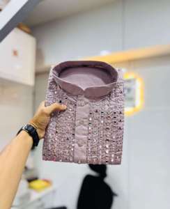 El último traje de diseñador, Pantalón de algodón Kurta de seda suave a pedido con espejo Real, diseño de trabajo manual en el cuello, exportador mundial - Product Image 2