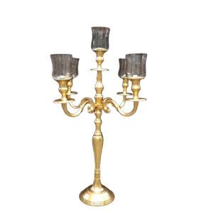 Premium 5 Bras Décoratif Nouveau Design Candélabre Bougeoir Décoration De Fête De Mariage À La Main Bougeoir Avec Verre Votive - Product Image 1