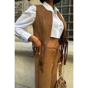 Conjunto de chaleco de gamuza para mujer con borlas 10273 - Product Image 2