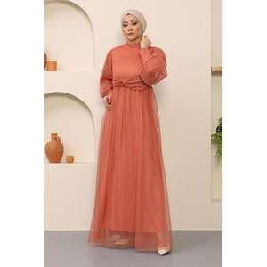 ชุดราตรีทรงเอไลน์ลายจุดประดับมุก แขนสั้น ความยาวแม็กซี่ สไตล์เรียบง่าย รุ่น MSW12238-2 ไซส์ XL - Product Image 3