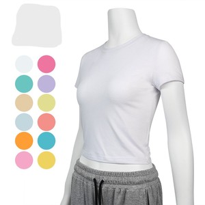 Camiseta OEM con logotipo personalizado para niña, Camiseta ajustada de algodón liso de verano, Camiseta corta recortada para mujer - Product Image 4