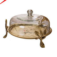 Luxus Kuchenst änder gehämmert Kuchenst änder Achteck Form mit Glaskuppel Mittelstücke Dekor Kuchen Display Ständer