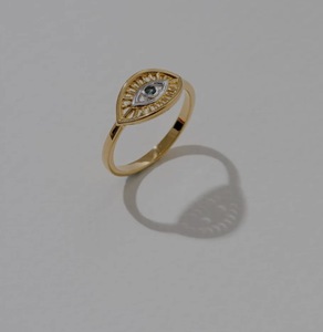 New Design Eyes London Blue Topaz <b>Ring</b> S925 Silver 14K Gold Plated Nazar Talisman Charm OEM Wholesale Thailand - Product Image 1