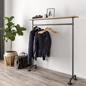 Porte-manteau moderne de style industriel KTD68008 avec dessus en bois et pieds en tuyau pour la maison ou la chambre - Product Image 4