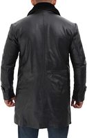 Trench-Coat Noir Homme-Vestes Longues en Cuir Shearling d'Hiver pour Homme