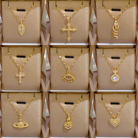 Colliers en Gros Croix Jésus Acier Inoxydable Or Lot Mixte Étanche Zircon Cubique Bijoux Tendance Femme