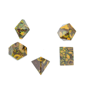 Juego de 5 piezas de geometría de jaspe de fruta de cristal, piedra natural sagrada tallada para curar sólidos platónicos, formas geométricas únicas - Product Image 1