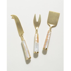 Ensemble de couteaux à fromage en acier inoxydable de haute qualité avec manche en acrylique rose outils de cuisine et Gadget en or à bas prix - Product Image 5