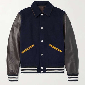 Veste universitaire pour homme sur mesure OEM, manches en cuir, patchs en chenille de haute qualité, vestes pour homme - Product Image 1