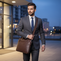 Sac à bandoulière en cuir vegan classique, décontracté, luxueux, écologique, souple, pour ordinateur portable, avec sangle réglable, unisexe, sac de travail