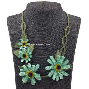 Collares de moda İğne Oyası Papatya Kolye Deniz Yeşili - Product Image 1