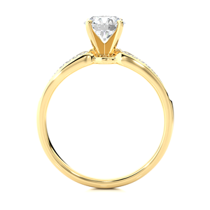 El último y elegante anillo solitario de oro de 14kt, Diamante de laboratorio precioso real de 1.29ct con ajuste de pavé para compromiso para mujeres y hombres - Product Image 6
