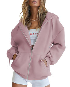 Sweat-shirt à capuche en coton pour femmes de qualité supérieure, couleur unie, design personnalisé, imprimé, doublé, uni, vente en gros - Product Image 6