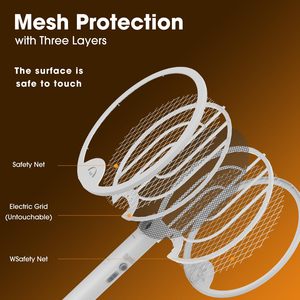 Matamosquitos eléctrico plegable, matamoscas portátil con mango giratorio de 360 °, uso en oficina y exteriores - Product Image 2