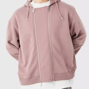 2025 vente en gros nouveau 100% coton hommes à capuche 450 Gsm poids lourd Double fermeture éclair goutte épaule surdimensionné confortable sweats à capuche pour hommes - Product Image 4