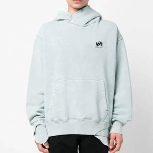 เสื้อฮู้ดดี้ผู้ชายคุณภาพสูงสไตล์สตรีทแวร์ขายส่งแบบพื้นฐาน ล้างสีแบบแอซิดวอช ทรงโอเวอร์ไซส์ ระบายอากาศได้ดี - Product Image 2