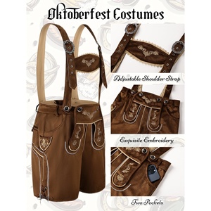 Pantalones Cortos de Cuero Bávaro Premium para Hombre, Estilo Oktoberfest, Pantalones Cortos de Cuero Vintage de Gamuza, Estilo Alemán, Venta al por Mayor - Product Image 6