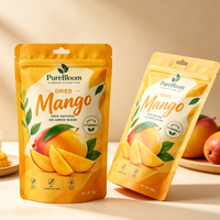 Sachet alimentaire personnalisé imprimé, pochette verticale refermable avec trou de suspension pour emballage de mangues séchées, kiwis, raisins secs et autres fruits secs