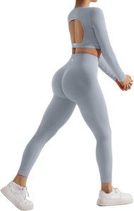 Ensemble de fitness pour femmes de qualité supérieure OEM personnalisé, vêtements de sport pour la course à pied, vêtements de sport en gros, leggings de yoga à taille élastique - Product Image 3