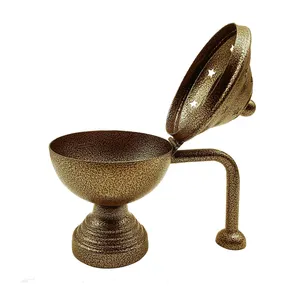 ロバンバーナーでキュレーションSambraniDhoop Dhani Bakhoor & 快適なハンドル付き香炉ゴールド仕上げのフルブラス製品