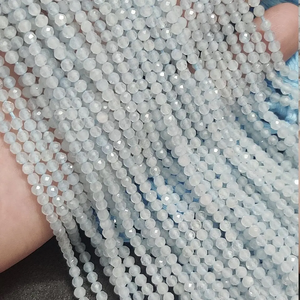 Aigue-marine bleue naturelle de 2 à 2.5mm pierre semi-précieuse ronde à facettes perles de pierres précieuses pour la fabrication de bijoux fournisseur en ligne - Product Image 3