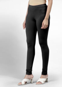 Trendmalls Femmes Super Peigné Coton Élasthanne Stretch Churidar Longueur Leggings Ultrasoft Ceinture Tissu Tricoté Noir (WL03) - Product Image 4