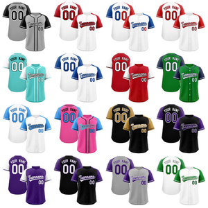 Camiseta de béisbol de color verde azulado personalizada, uniforme de equipo con botones, sublimación de número de nombre personalizado, 100% poliéster, cuello en V, rápido - Product Image 2