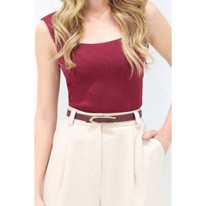 Ceinture fine à boucle longue pour femme, ceinture pour veste, ceinture pour chemise, ceinture pour robe - Bourgogne - Product Image 2
