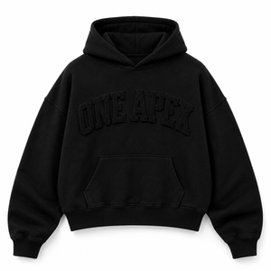 Sweat à capuche surdimensionné noir personnalisé pour homme, en coton épais, brodé, hiver, 2 pièces, streetwear, respirant, séchage rapide - Product Image 2