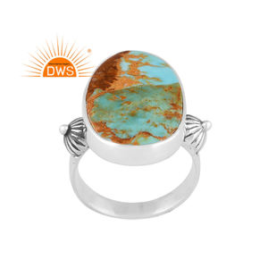 Meilleures ventes Bague de déclaration en argent sterling oxydé naturel Kingman Turquoise Gemstone Fabricant de bijoux personnalisés - Product Image 1