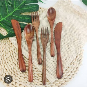 Couverts en bois naturel faits à la main ensemble de couverts pour hôtels restaurants et clubs à manger ensemble de haute qualité cuillère couteau et fourchette personnaliser - Product Image 1