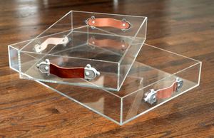 Bandeja de comida acrílica Rectangular Premium Acabado transparente Tamaño personalizado Perfecto para servir en el hogar y la cocina con elegancia - Product Image 3