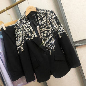 Blazer wanita manik-manik buatan tangan kustom mantel retro vintage blazer wanita formal modis
