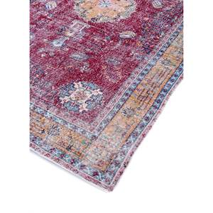 Alfombra de Lana Anudada a Mano de Estilo Vintage, Diseño Rectangular Abstracto con Medallón Rojo Naranja para Sala de Estar, Modelo Pae-2001 - Product Image 2