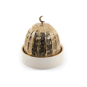 Serveur de chocolats de forme ronde de concepteur Serveur de fruits secs en marbre de qualité exclusive avec couvercle en acier inoxydable et argent à vendre - Product Image 5