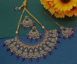 Indian Traditional Kundan Gold Plated <b>Jewellery</b> <b>Set</b> and Copper Necklace <b>Set</b> for Women and <b>Girls</b> Indian Accessories Jewlery Women - Product Image 4