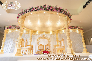 Exclusivo Mandap de Boda de Tres Pilares, Nuevo Mandap Hindú de Tres Postes, Magnífico Mandap de Boda de Tres Pilares de Fibra, CALIFORNIA - Product Image 6