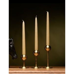 Creative Brass <b>Taper</b> <b>Candle</b> <b>Holder</b> Set Of 3 Elegant Gold Finish Metal Candlestick <b>Holders</b> For Home Wedding Tabletop Candlestick - Product Image 3